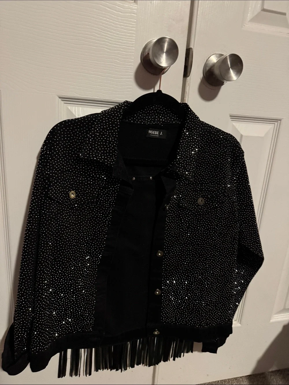 Louis Vuitton Black Jeweled Fringe Jean Jacket